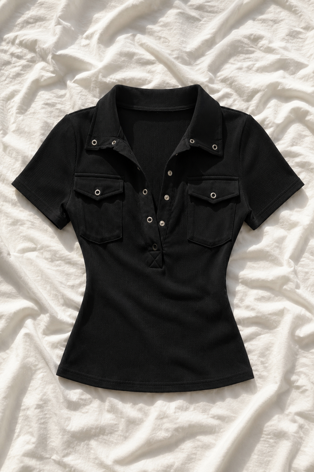 Top Polo Femme Ajusté à Poches – Style Y2K