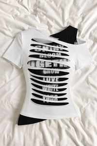 Top Femme Effet Déchiré Superposé – Style Y2K