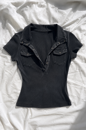 Top Polo Femme Ajusté à Poches – Style Y2K