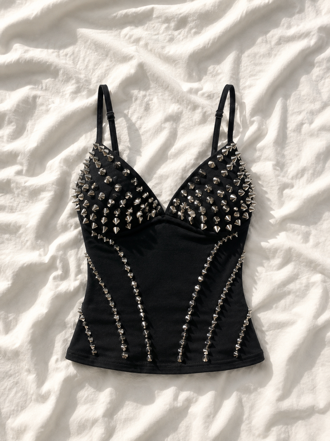 Top Corset Clouté à Bretelles – Style Rock Y2K