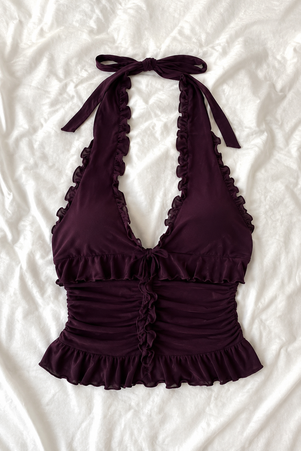 Top Dos Nu Froncé à Volants – Style Bohème Chic