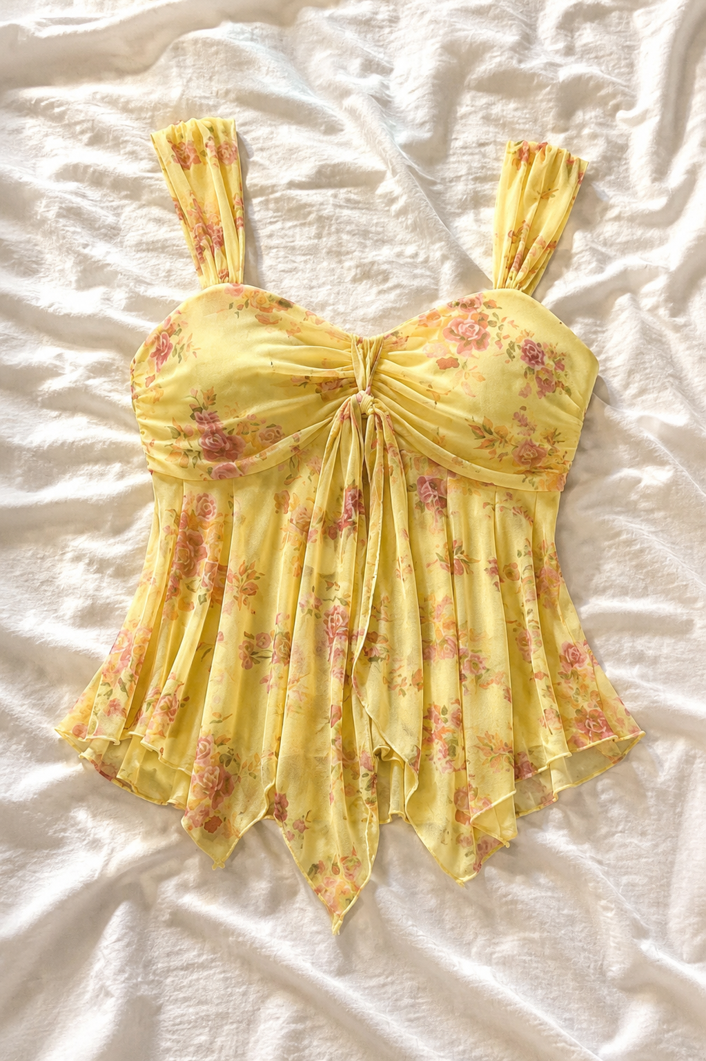 Top Asymétrique Drapé Imprimé – Style Bohème Y2K