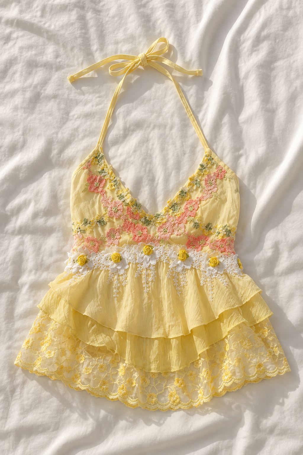 Top Babydoll Fleuri à Volants – Style Coquette Y2K