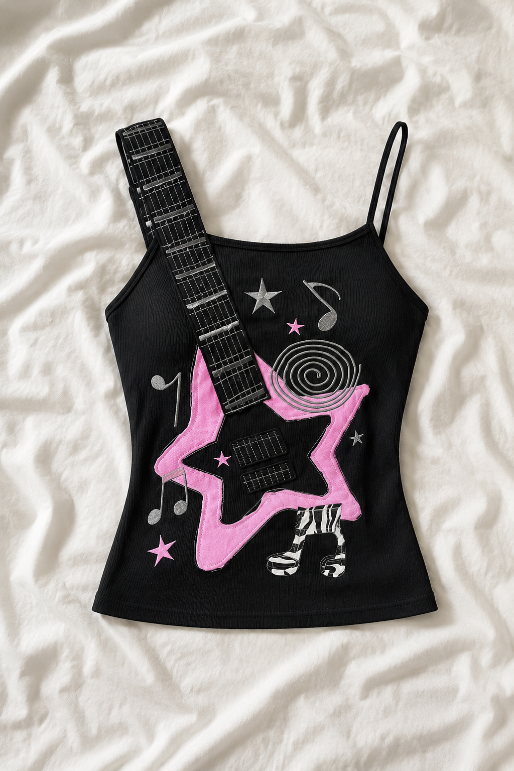 Top Guitare Femme à Bretelles – Style Y2K