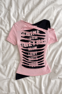 Top Femme Effet Déchiré Superposé – Style Y2K