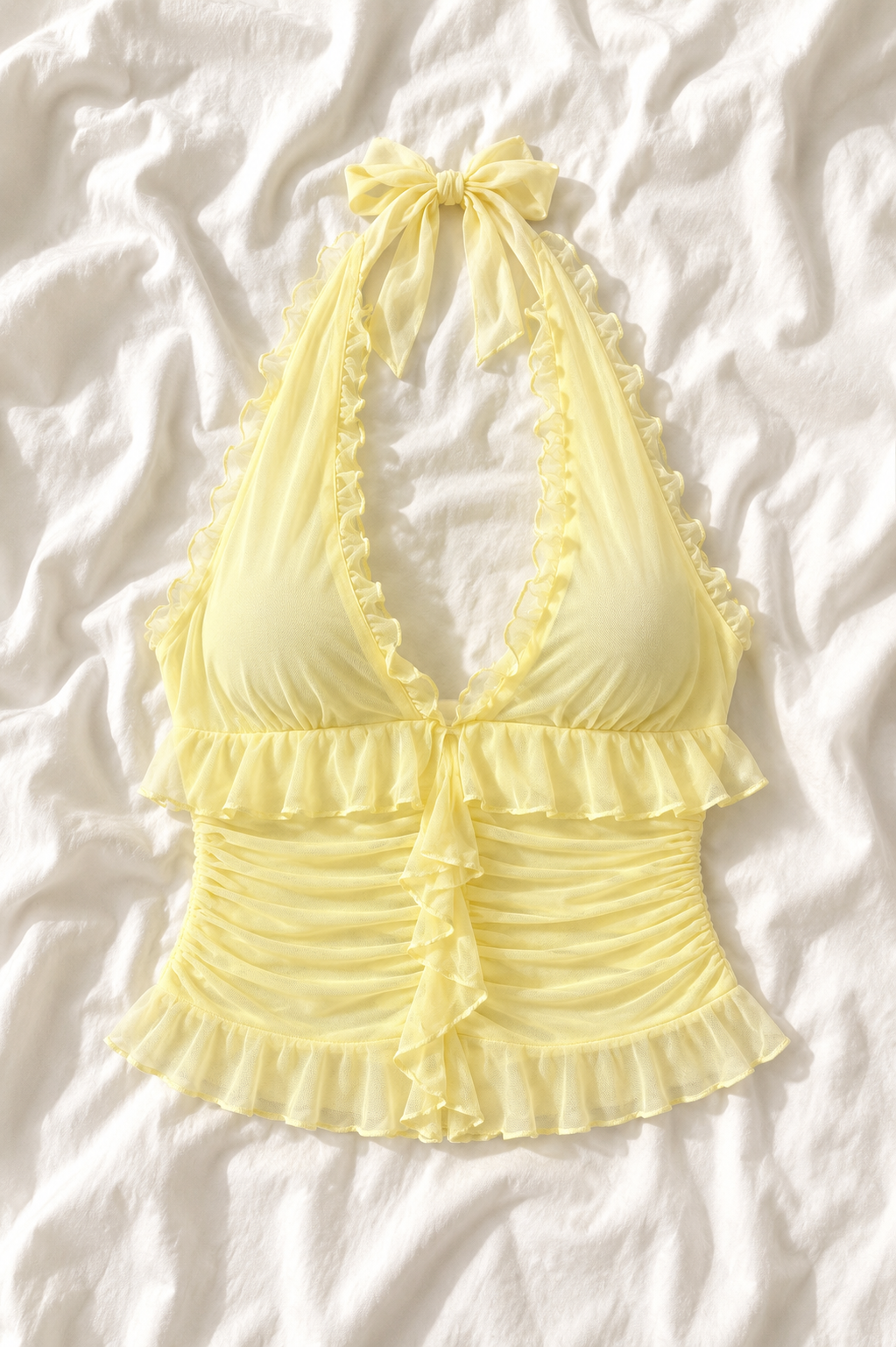 Top Dos Nu Froncé à Volants – Style Bohème Chic